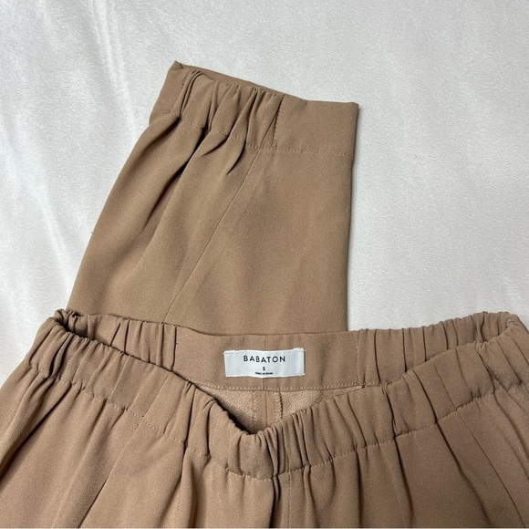 Aritzia Babaton Dexter Pant Starboard Tan Trouser Business Casual Elastic Waist - Picture 5 of 10